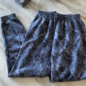 Pink by VS joggers in a gray and black python pattern